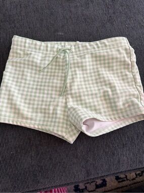 Green Gingham Knit Drawstring swimsuit-Minnow